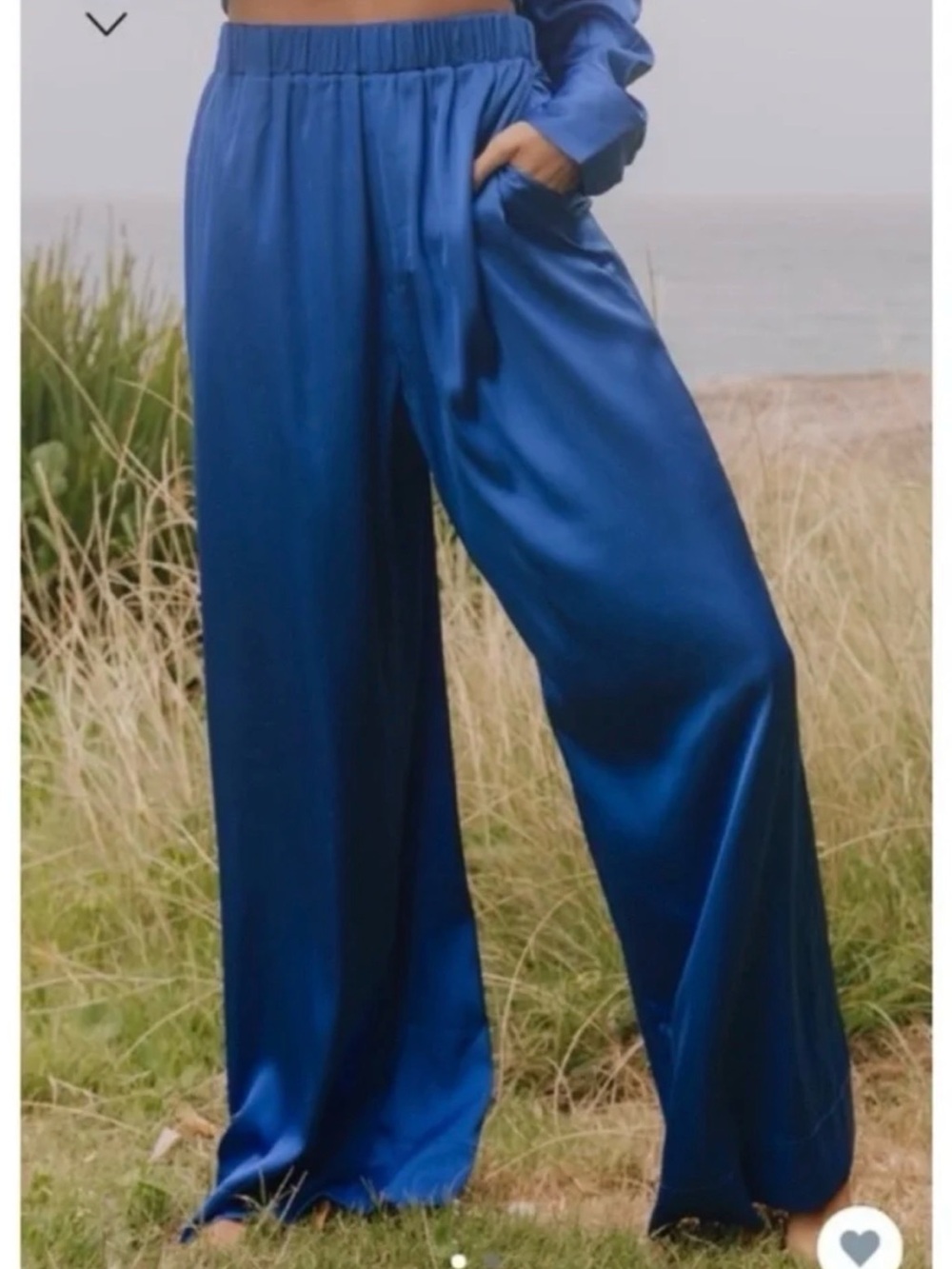 Daily Drills Wide-Leg Satin Pants in Cobalt Blue